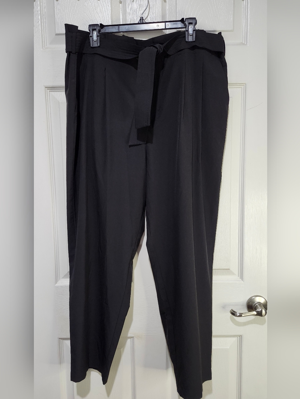Calvin Klein Black Paperbag Waist Tie Pants Size XL
